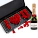 Box Of I Love You Roses With Mini Moet Champagne 200 Ml For Valentines