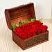 Treasured Red Roses Box With Mini Moet Champagne 200 Ml For Valentines