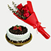 Black Forest Cake With Red Roses Bouquet