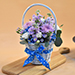 Blissful Mixed Flowers Round Basket