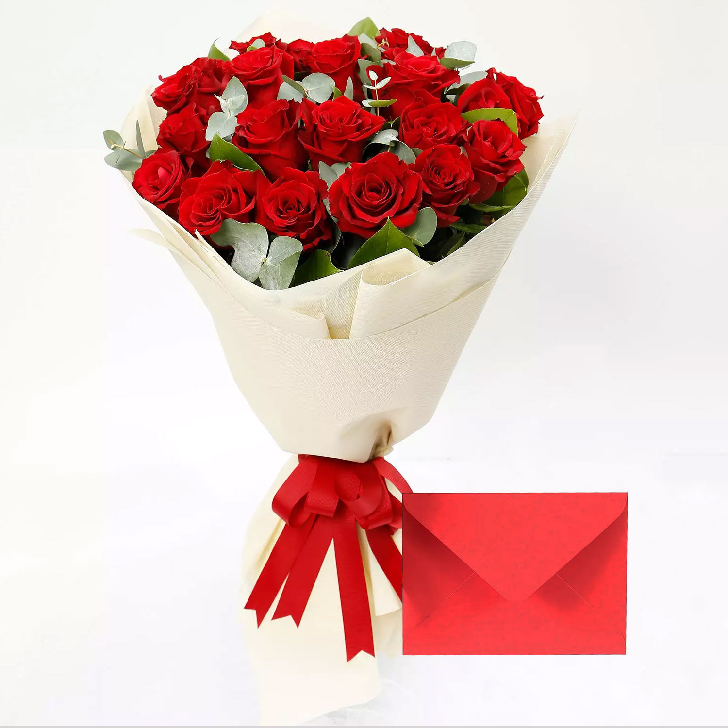 Online Greeting Card and Red Rose Bouquet Gift Delivery in