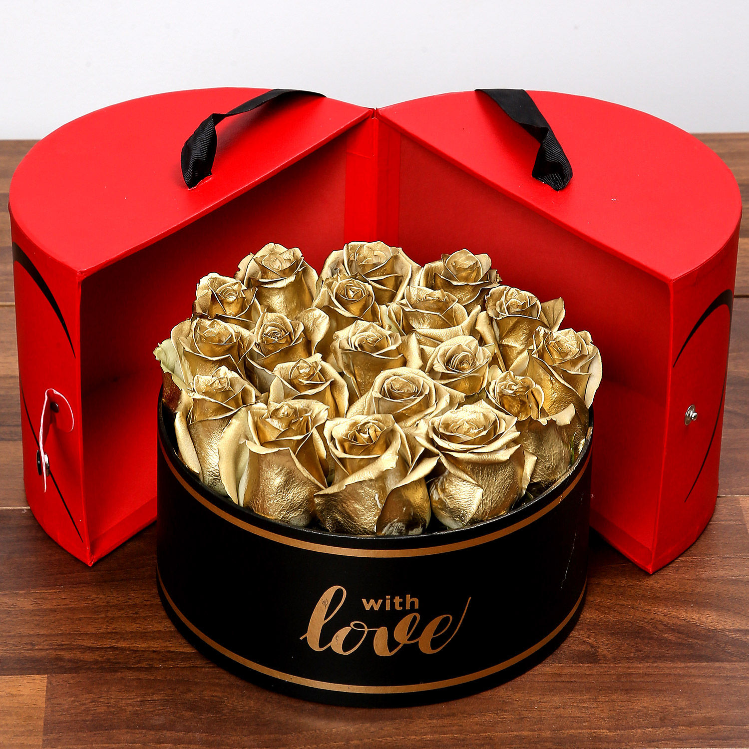 Online Grand Box Of Golden Roses Gift Delivery in Singapore - Ferns N