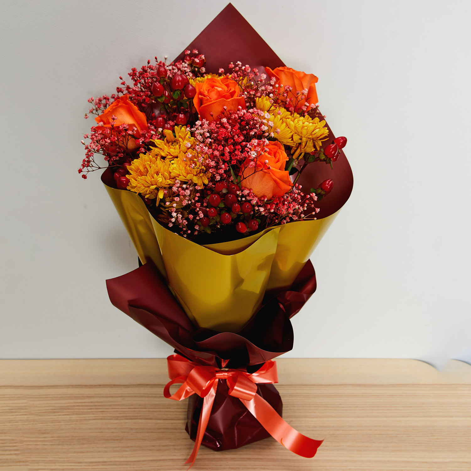 Online Orange & Red Flowers Bouquet Gift Delivery in Singapore - Ferns ...