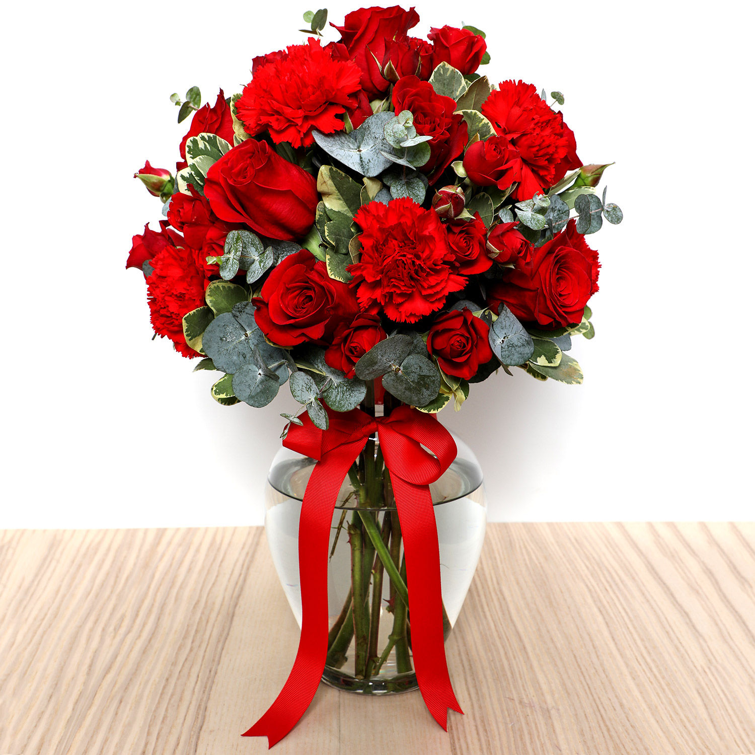 Online Romantic Red Flowers Vase Gift Delivery in Singapore FNP