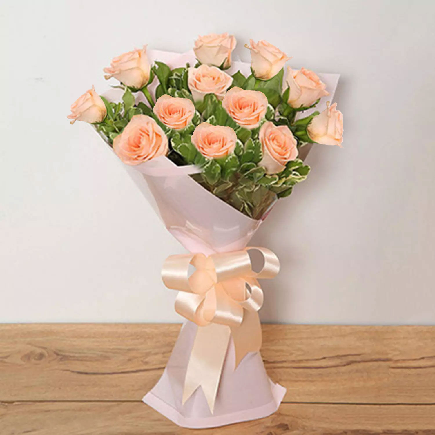 Online 12 Peach Roses Bouquet Gift Delivery in Singapore - FNP