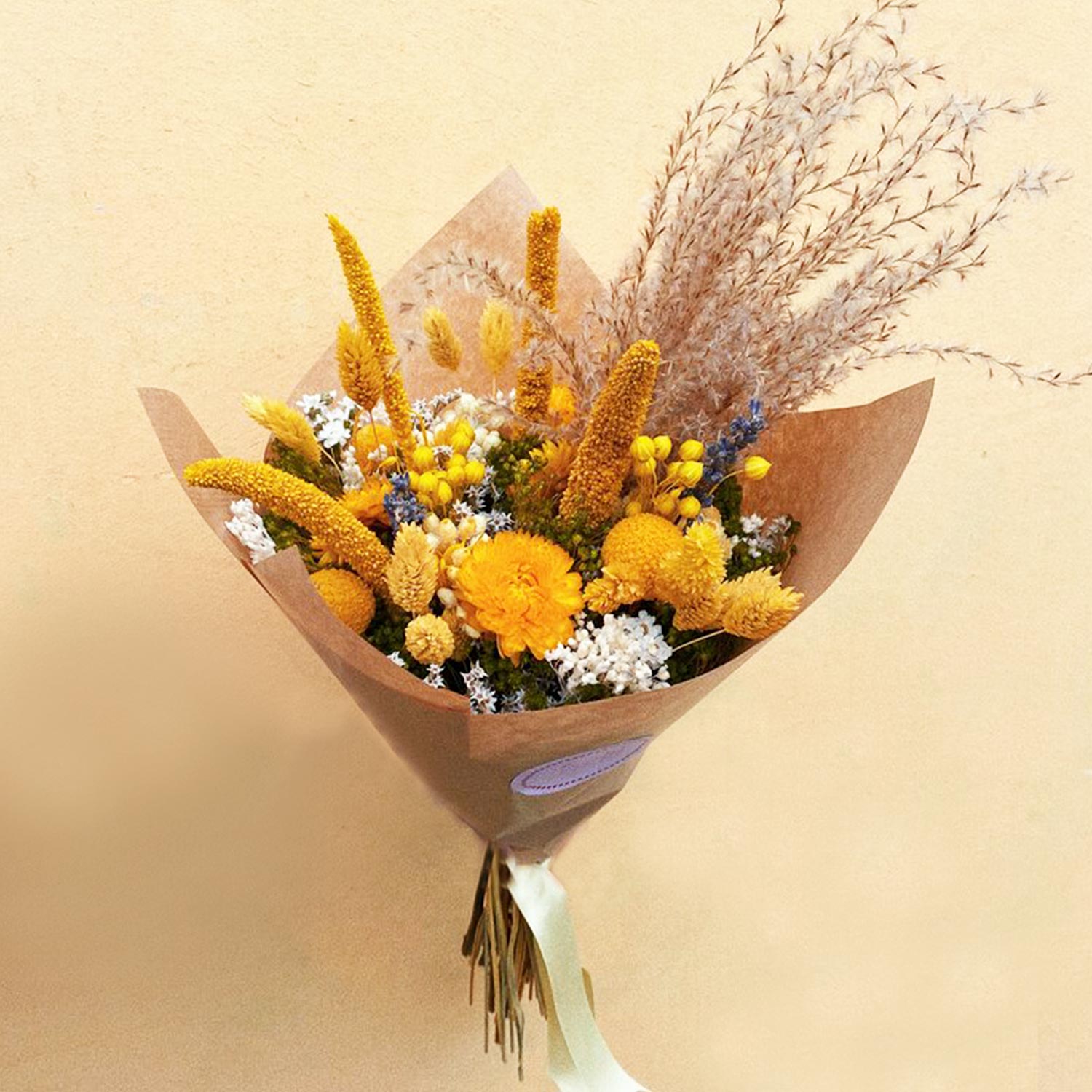 Online Yellow Dried Flower Bouquet Gift Delivery in Singapore FNP
