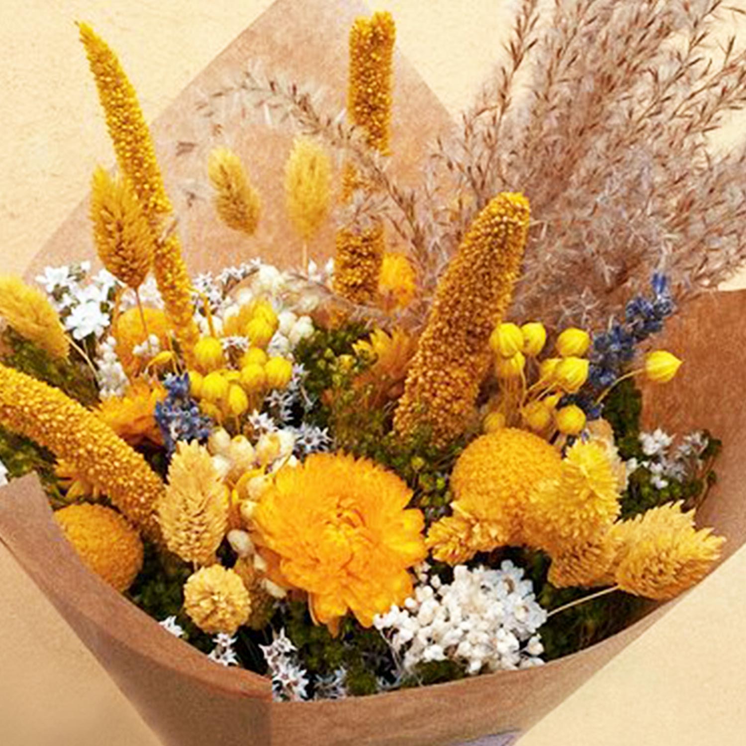 Online Yellow Dried Flower Bouquet Gift Delivery in Singapore FNP