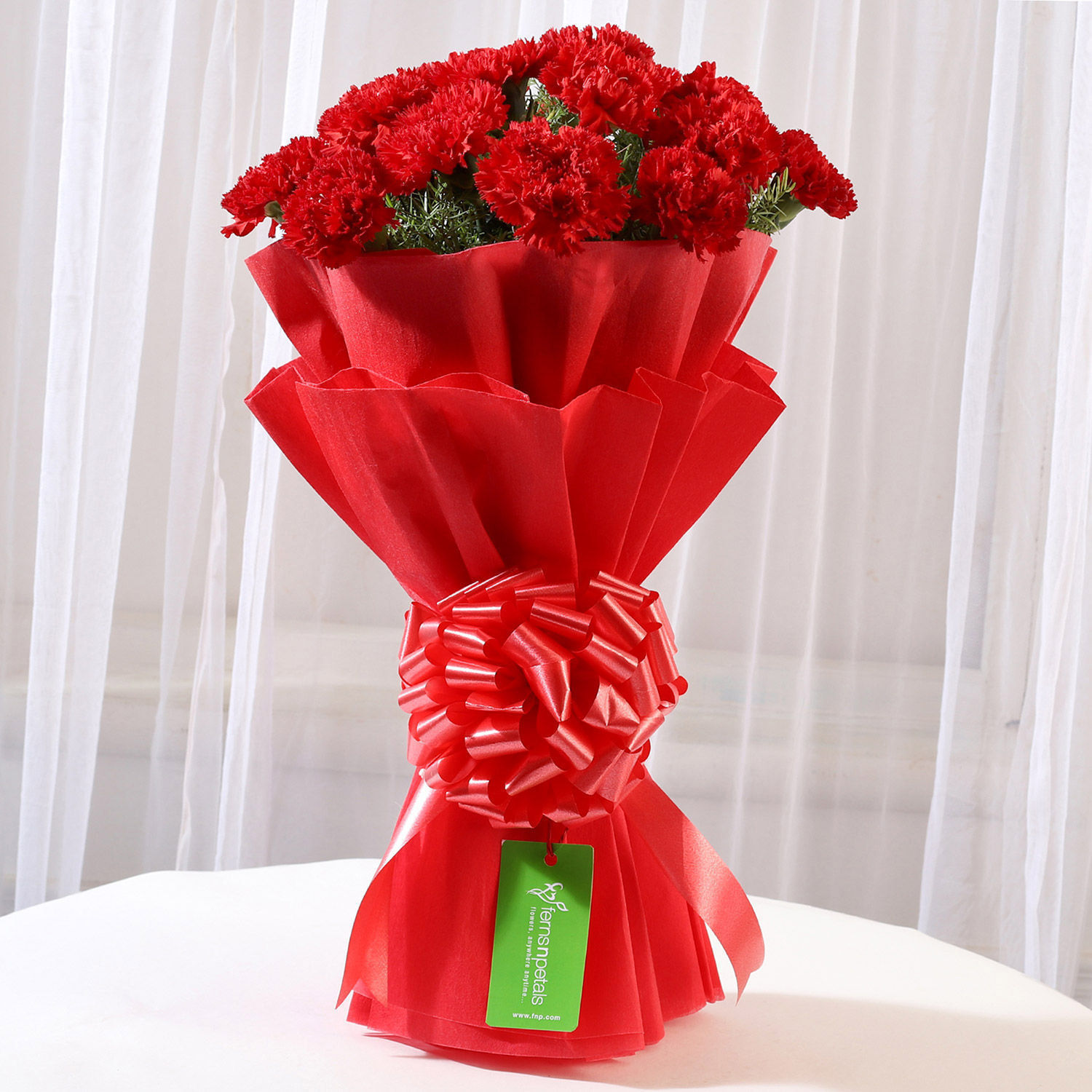 Online Red Carnations Bouquet Medium With Moet Champagne Ml Gift Delivery In Singapore FNP