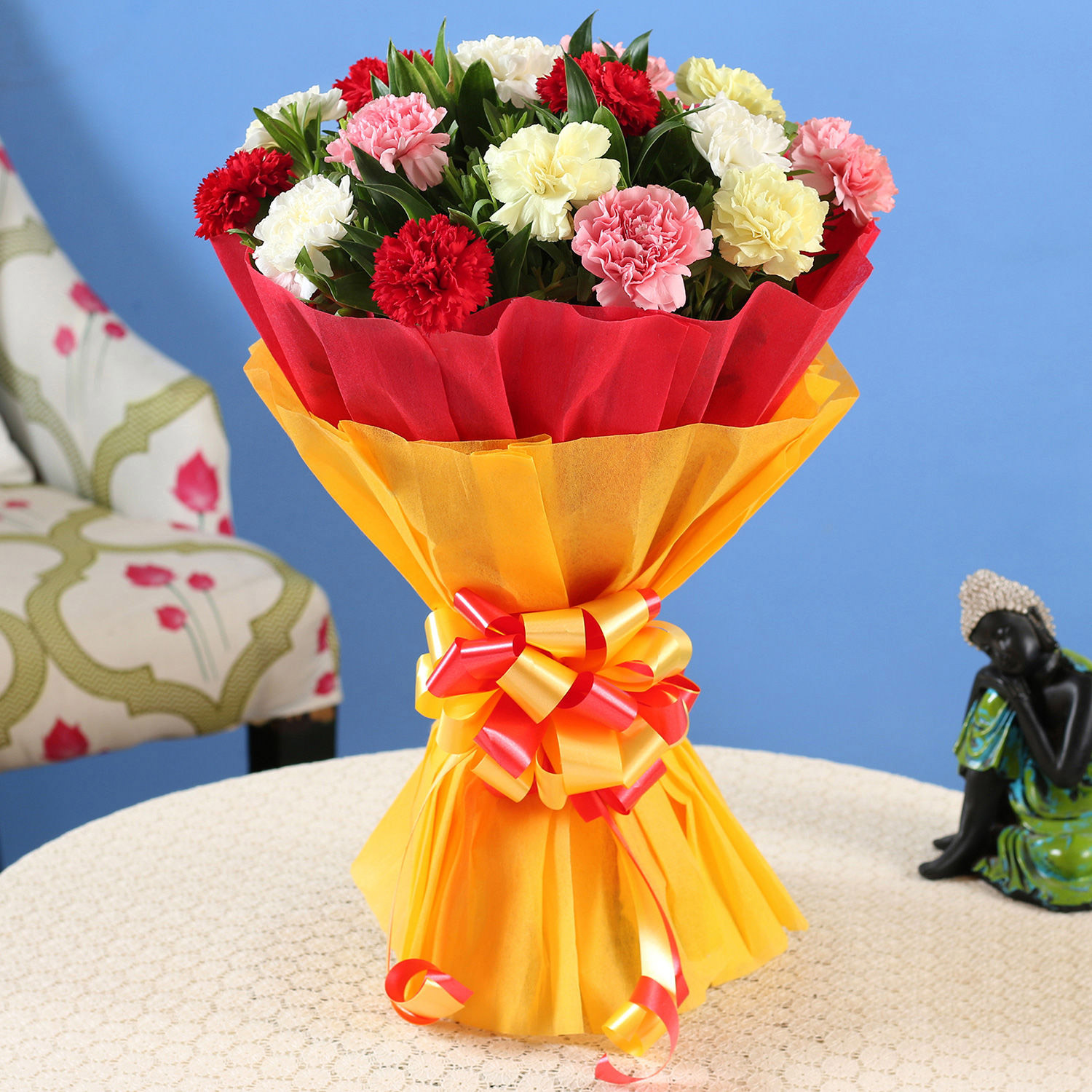 Online Mixed Carnations Bouquet Medium With Moet Champagne Ml Gift Delivery In Singapore