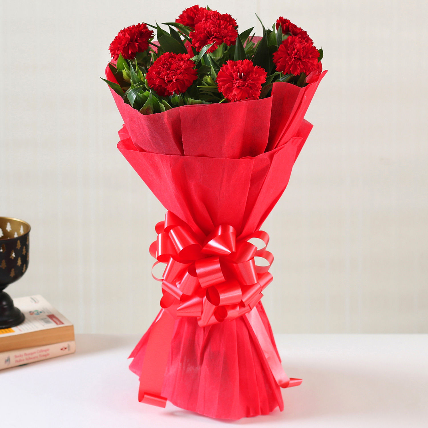 Online 8 Red Carnations Bouquet Small Gift Delivery in Singapore FNP