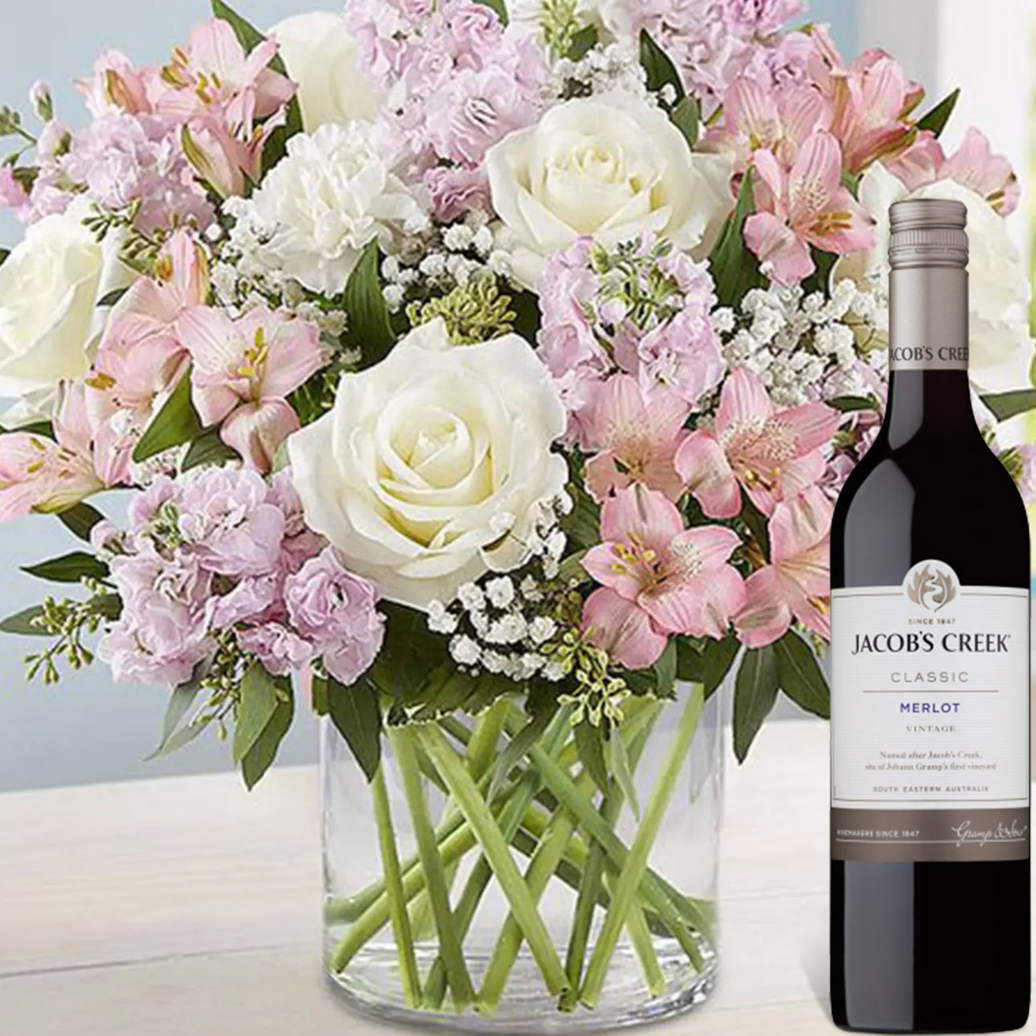 Online Flower Arrangement With Jacob Creek Wine Gift ...