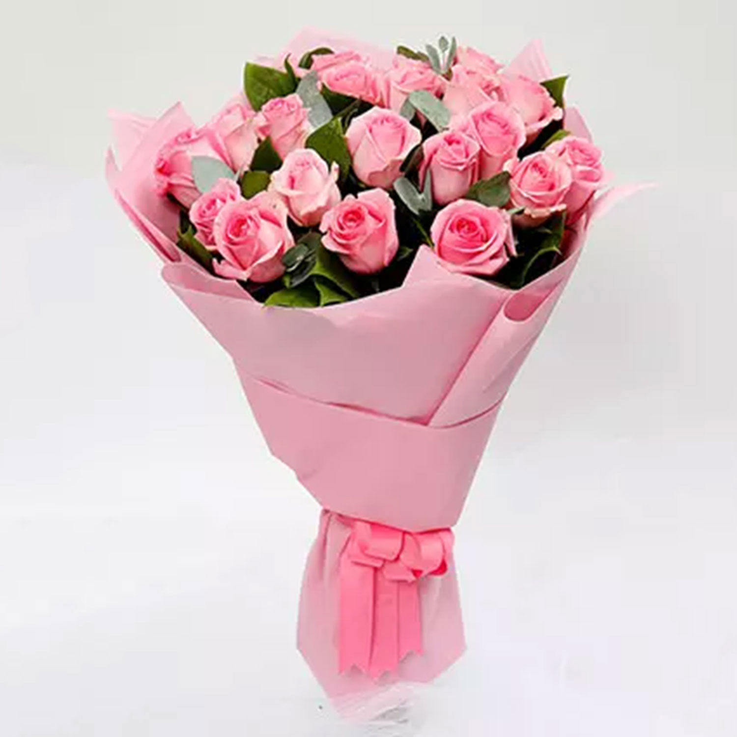 Online Bunch of 20 Lovely Pink Roses With Tesco Rosso Wine Gift ...