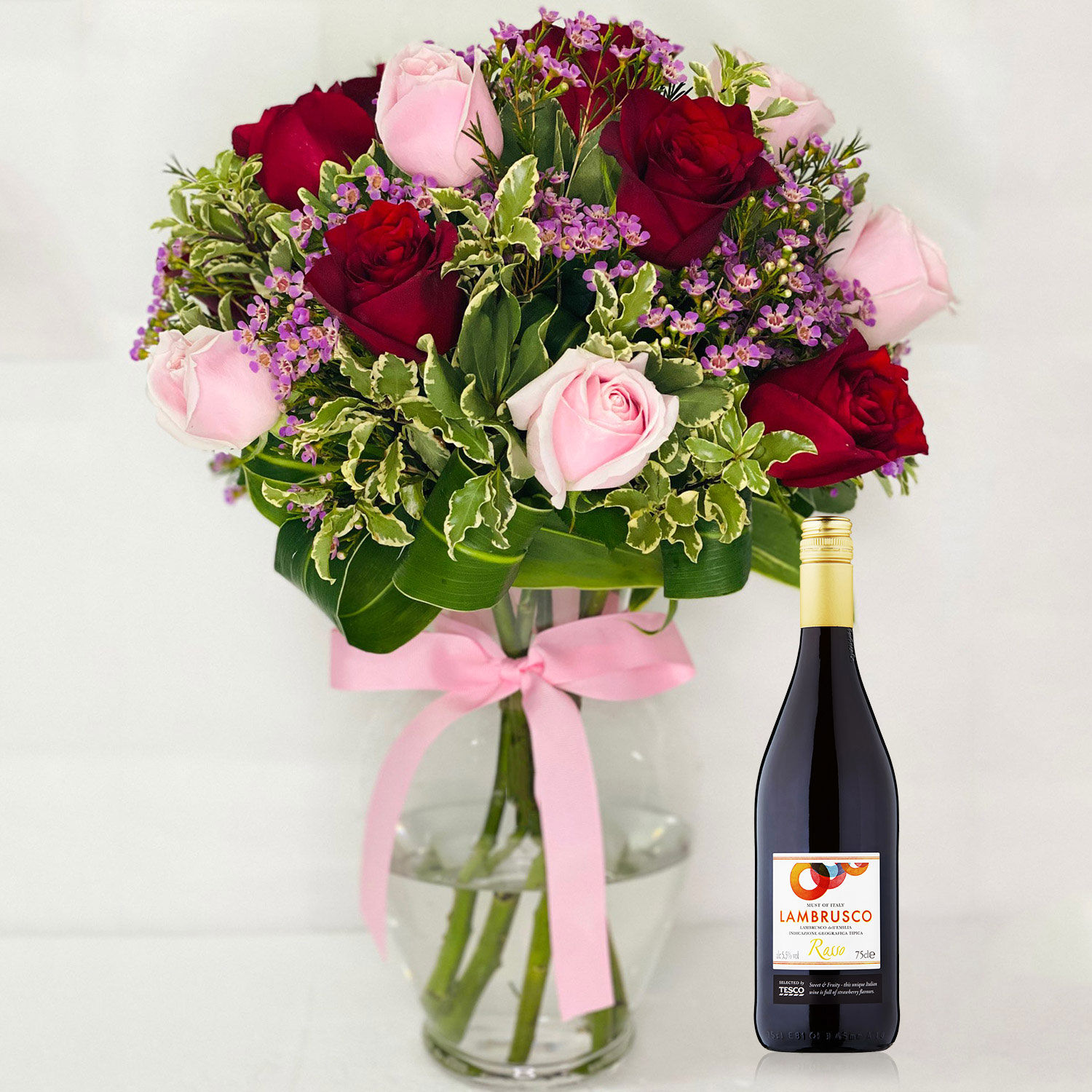 Online Lovely Wish Bouquet With Tesco Rosso Wine Gift Delivery in ...