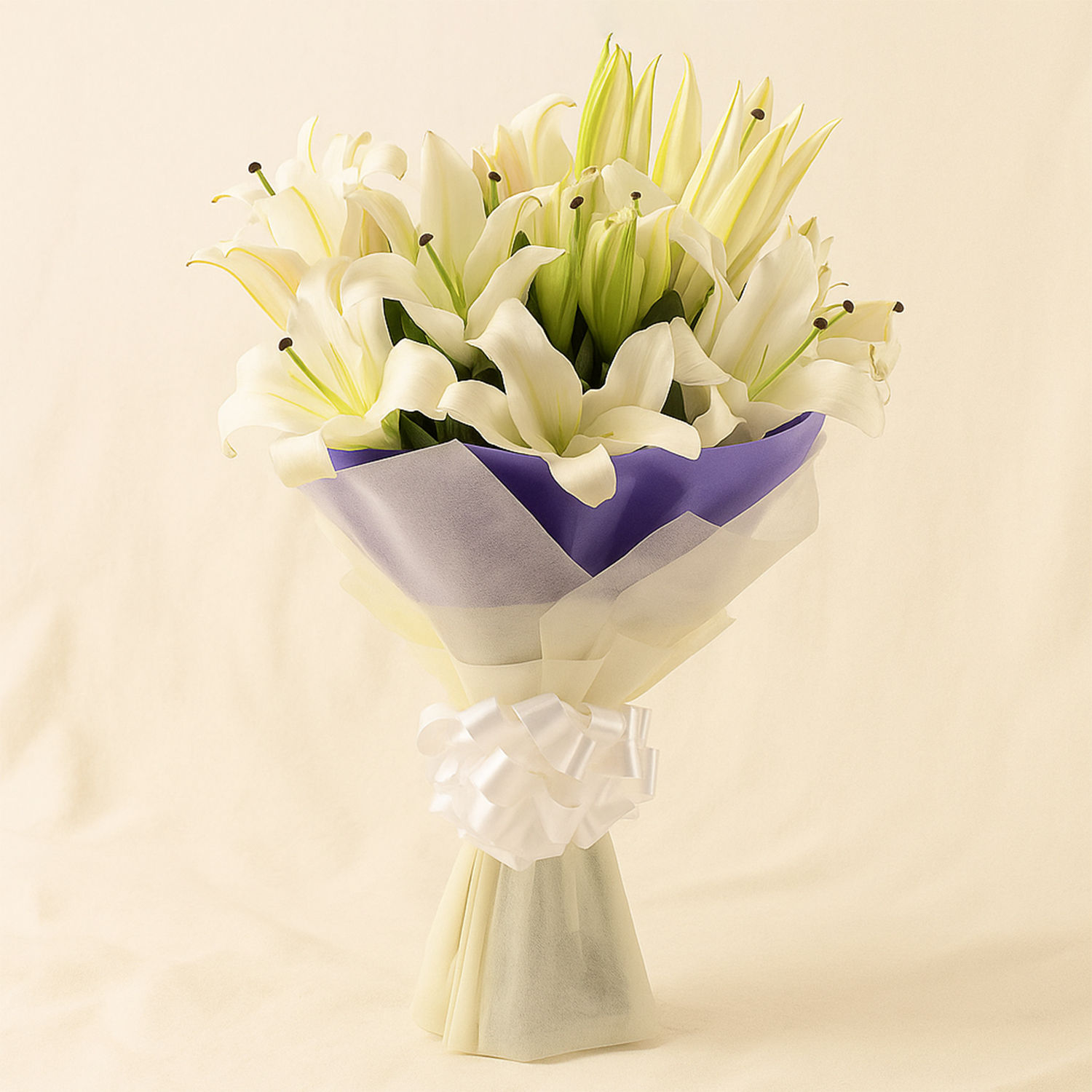 Online 7 White Oriental Lilies Bouquet Gift Delivery in Singapore ...