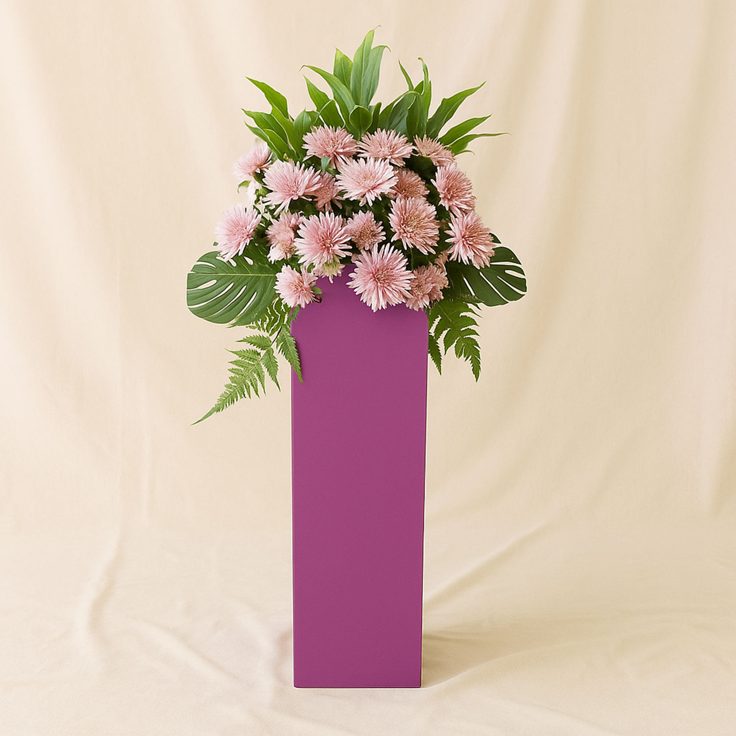 Online Elegant Pink Flowers Arrangement In Pink Stand Gift Delivery in