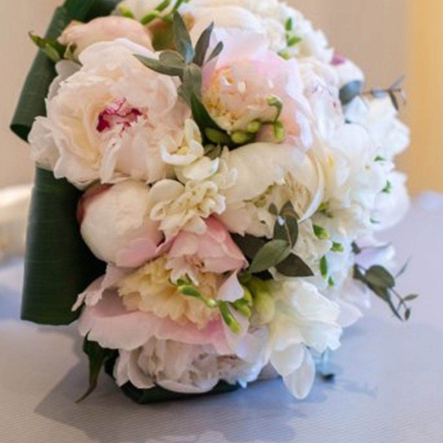 Online Majestic Peony White Freesia Bridal Bouquet T Delivery In 