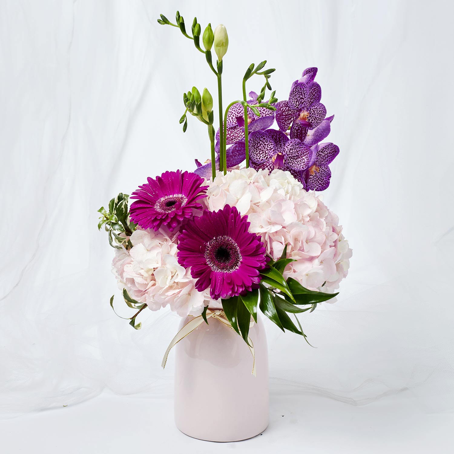 Online Serene Mixed Flowers Pink Vase Arrangement Gift Delivery In