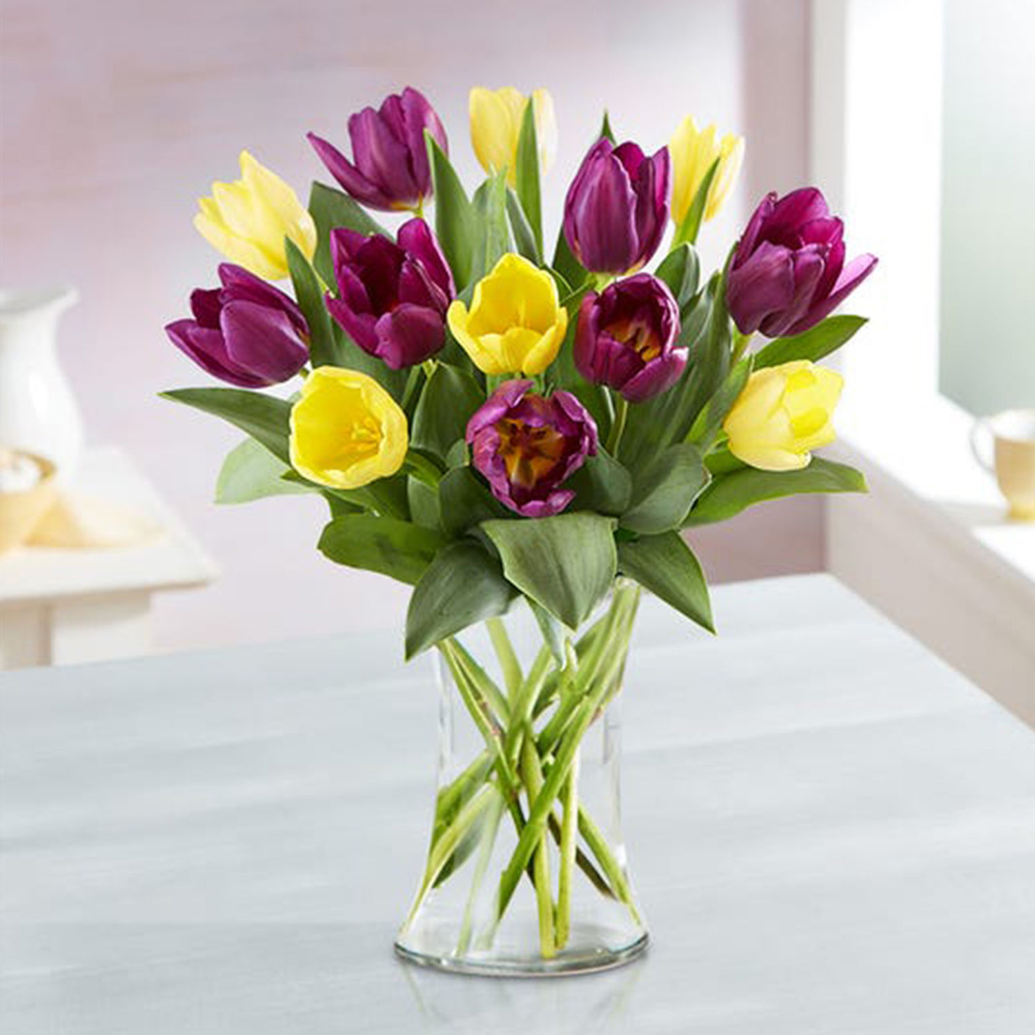 Online Blissful 15 Mixed Tulips Arrangement & Teddy Bear Gift Delivery ...