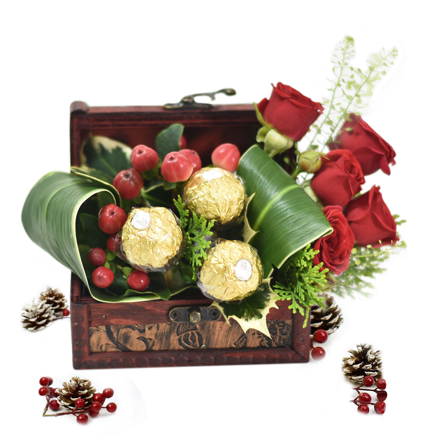 Online Treasured Box With Flower And Chocolate Gift Delivery in