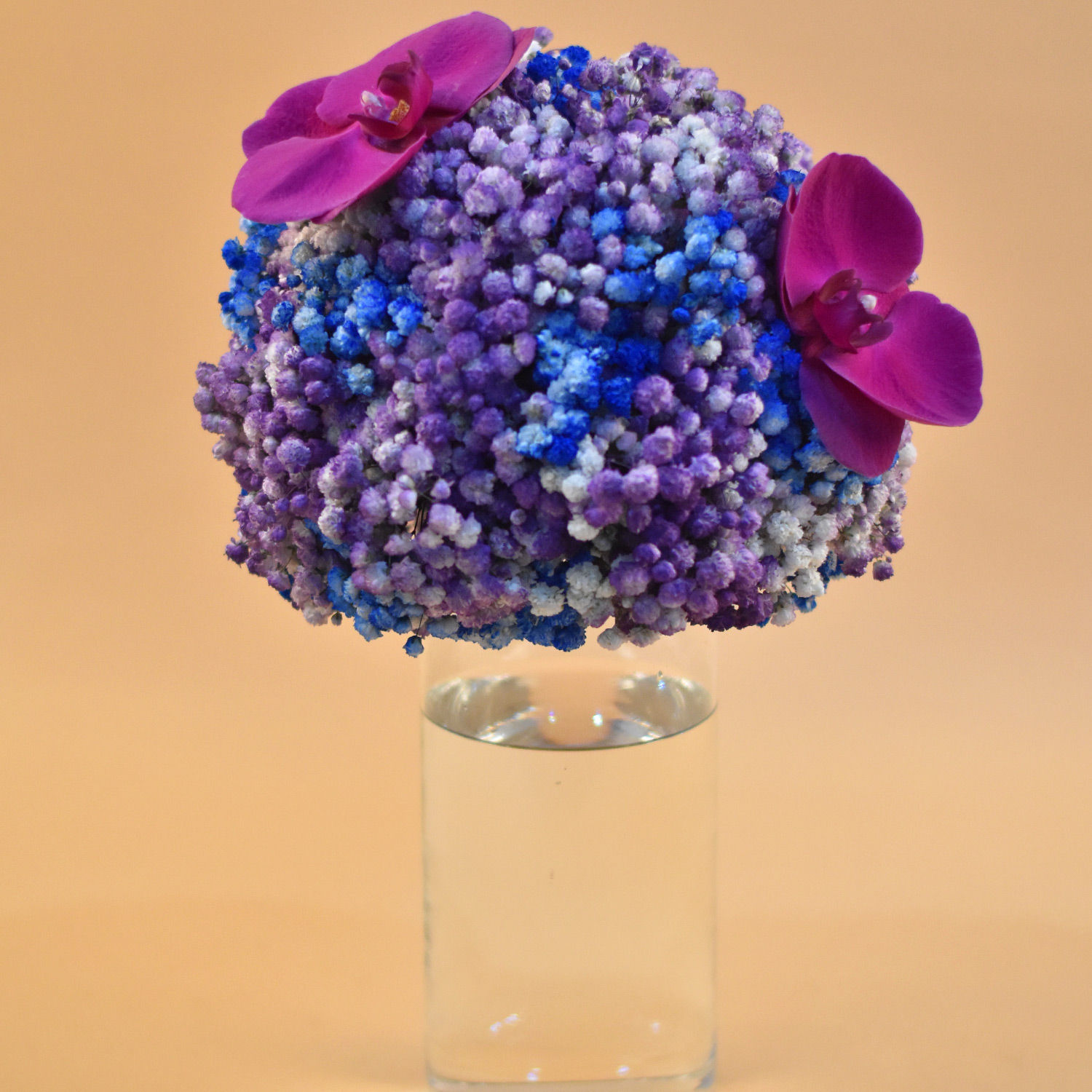 Online Purple Baby Breath & Phalaenopsis Cylindrical Vase Gift Delivery