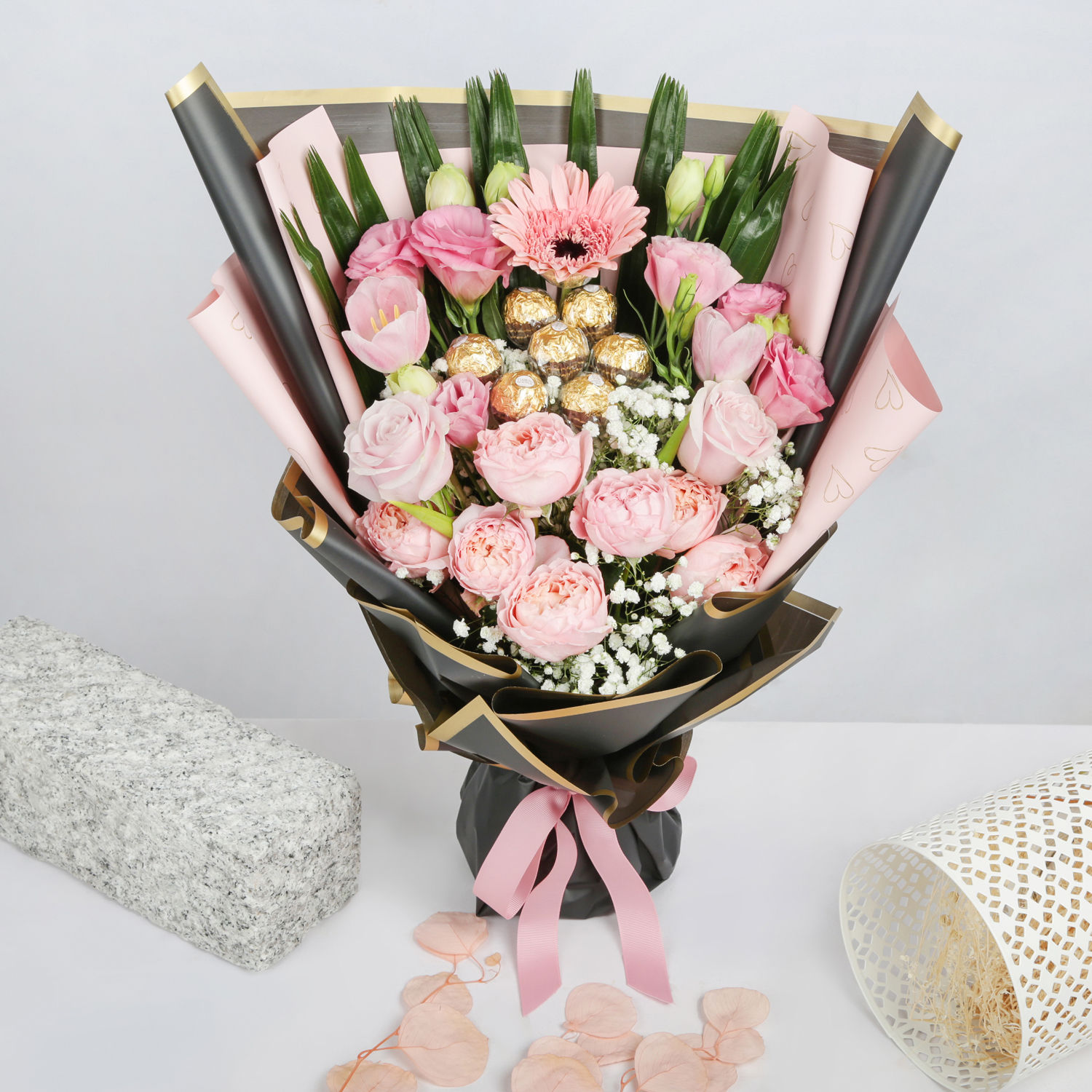 Online Mixed Flowers & Chocolates Bouquet Gift Delivery in Singapore FNP